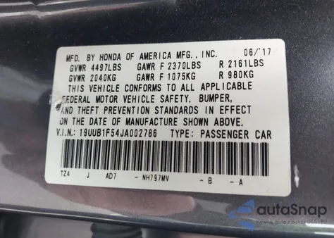 2018 Acura Tlx Tech Pkg from USA, damaged, VIN 19UUB1F54JA002786